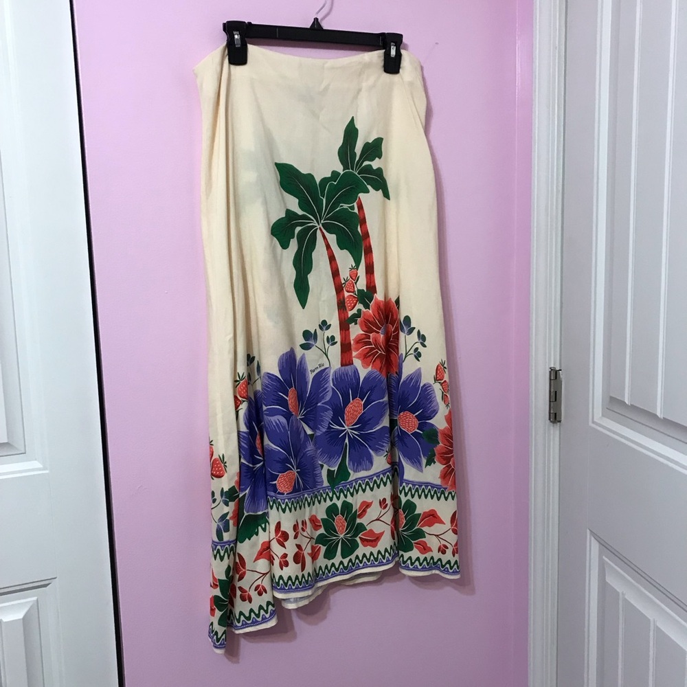 FARM Rio Aracati Midi Slip Skirt with a Tropical Palm Print Size Large - Picture 3 of 8